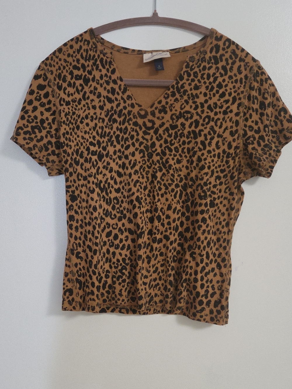 Women’s Leopard Print V-Neck Top - Brown/Black